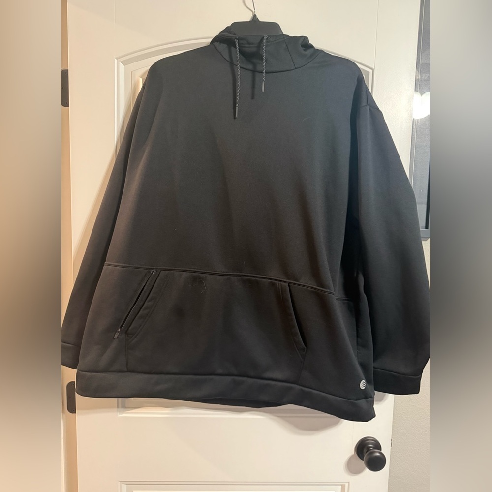 Solaris Men’s 3XB Black Hoodie with Front Zip Pocket Fleece Lined